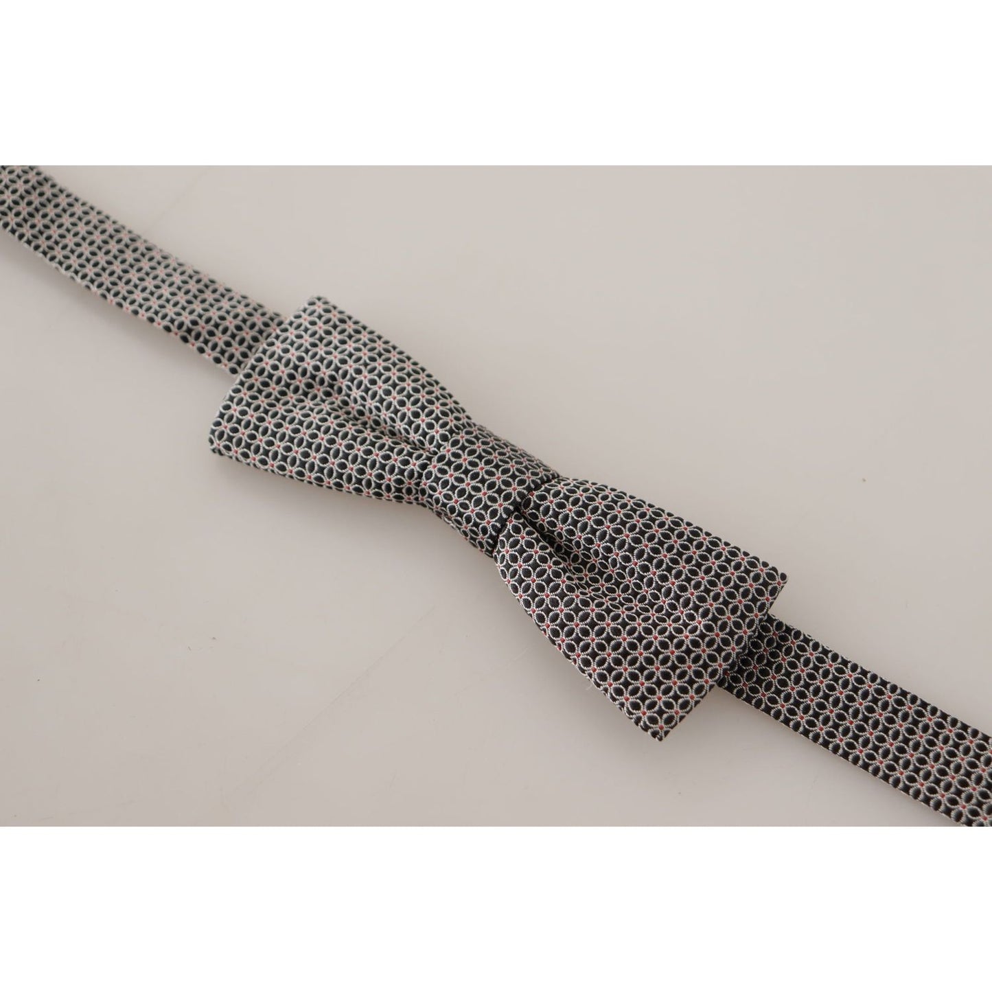 Dolce & Gabbana Black White Flower Pattern Silk Neck Papillon Tie