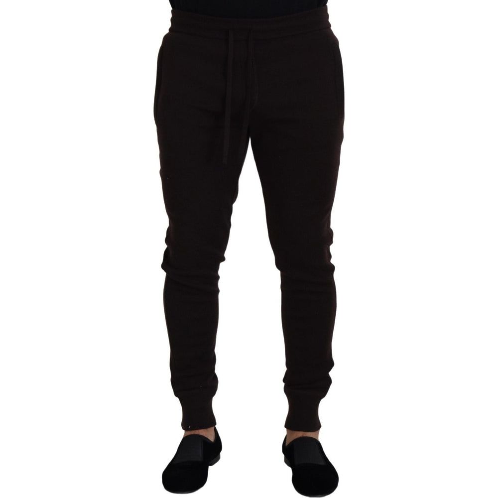 Dolce & Gabbana Brown Cashmere Trousers Bottoms Drawstring Pants PAN73211- 44