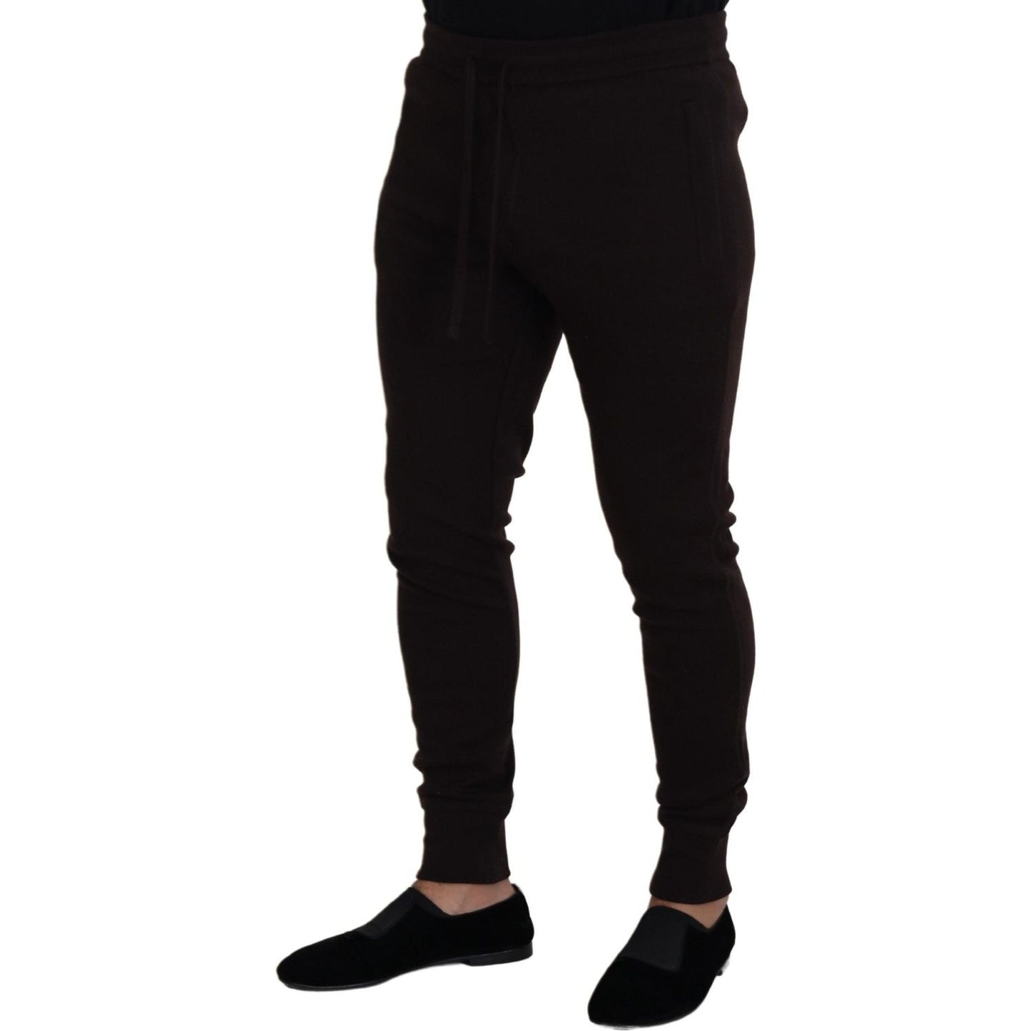 Dolce & Gabbana Brown Cashmere Trousers Bottoms Drawstring Pants PAN73211- 44