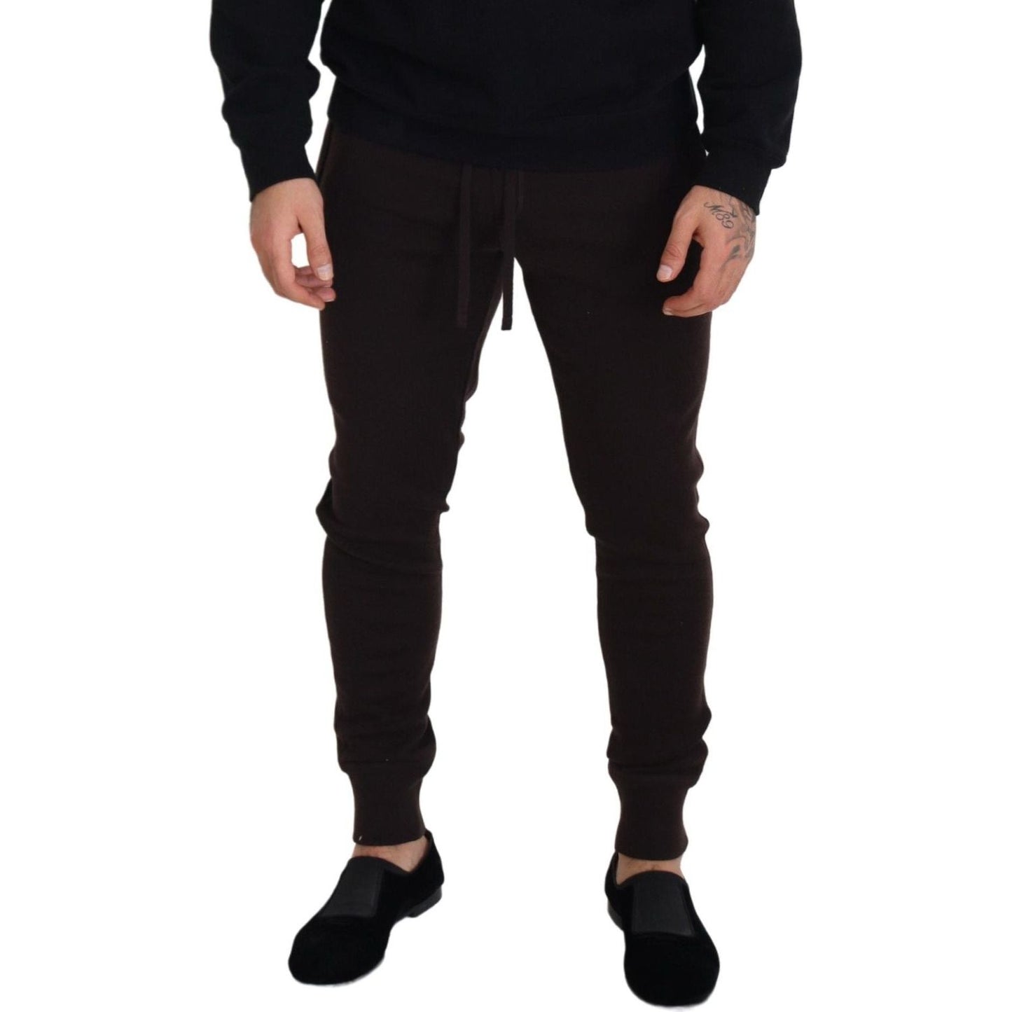 Dolce & Gabbana Brown Cashmere Trousers Bottoms Drawstring Pants PAN73211- 44