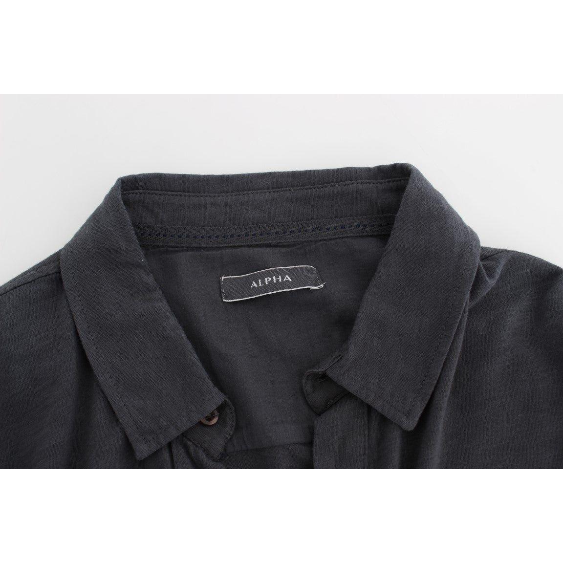 光滑灰色休闲棉质衬衫