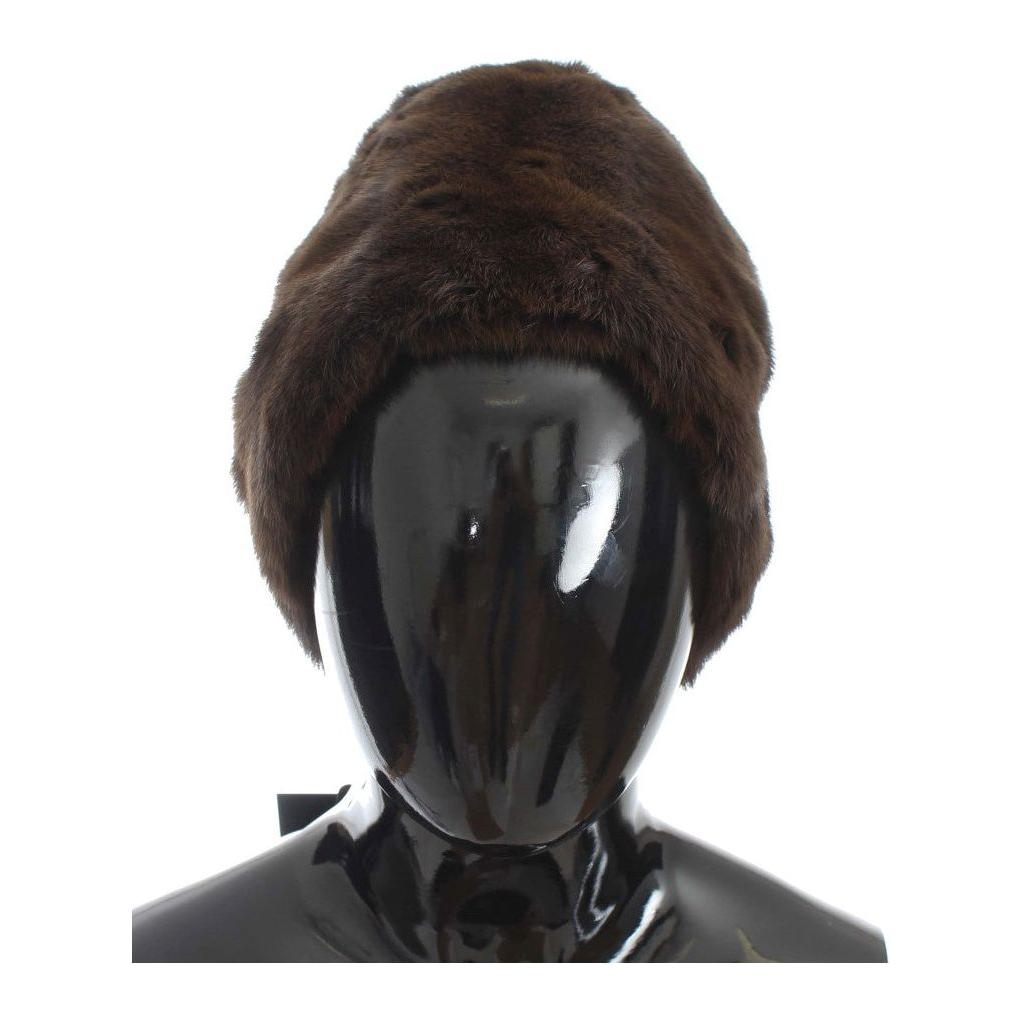 奢华棕色黄鼠狼毛皮便帽