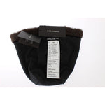 Dolce & Gabbana Brown Weasel Fur Womens Cashmere Hat Beanie MS812-3