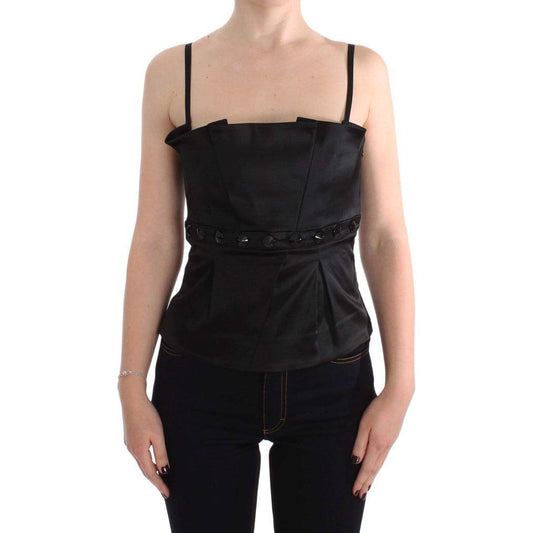 Exte Black Tank Party Evening Top Blouse SIG30859-1