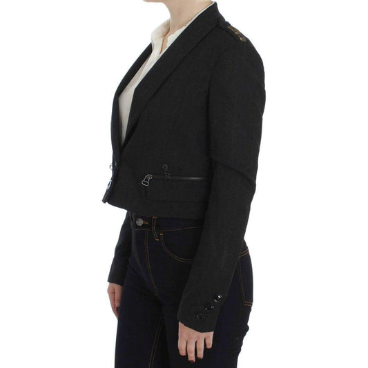Exte Gray Stretch Gold Studded Short Jacket SIG30911-2