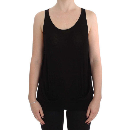 PLEIN SUD Black Stretch Sleeveless Blouse SIG30983-2