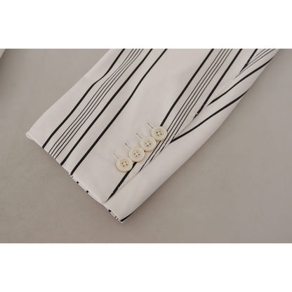 Dolce & Gabbana White Stripes Cotton Single Breasted Blazer