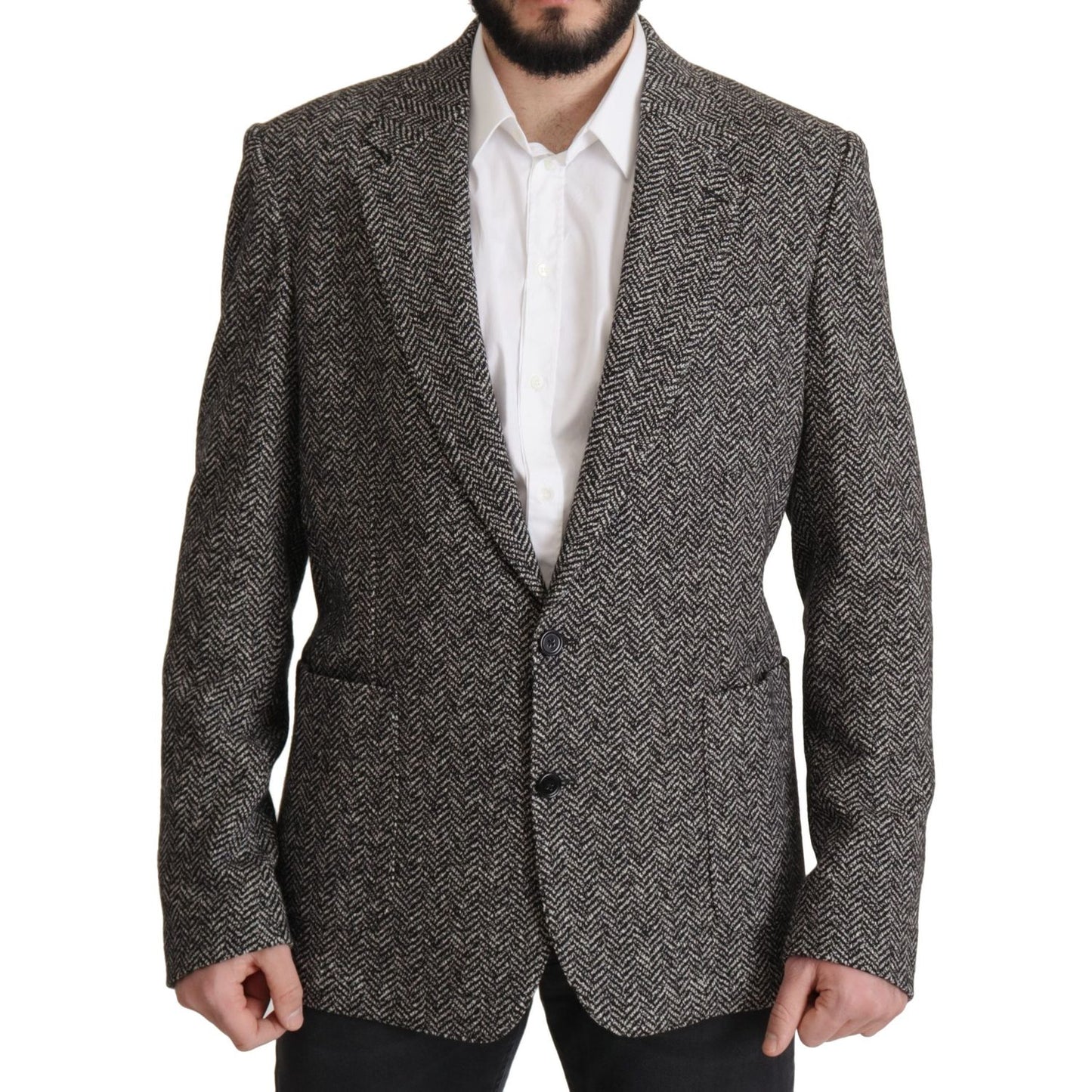 Dolce & Gabbana Gray Cotton Single Breasted Fantasy Blazer