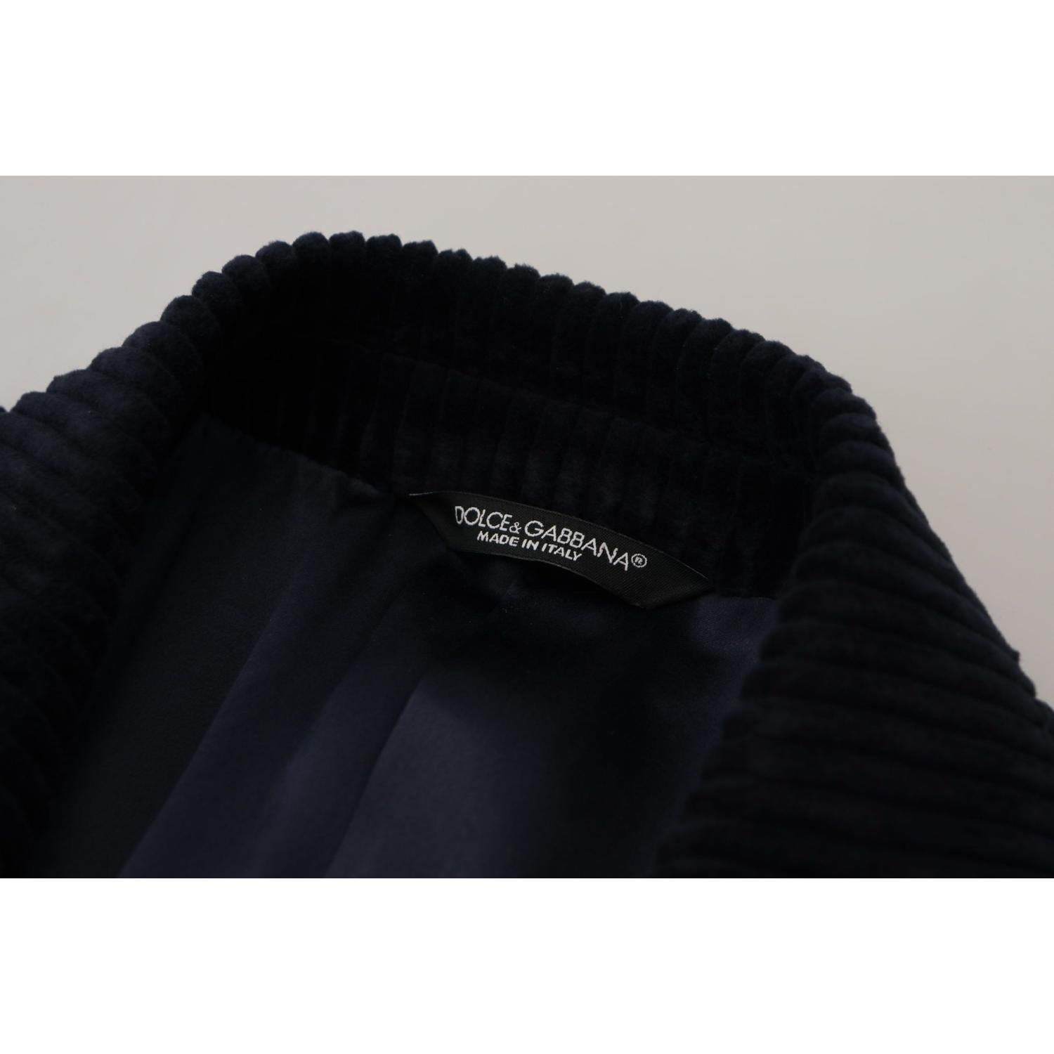 سترة كارديجان طويلة من القطن باللون الأسود الأنيق من دولتشي آند غابانا