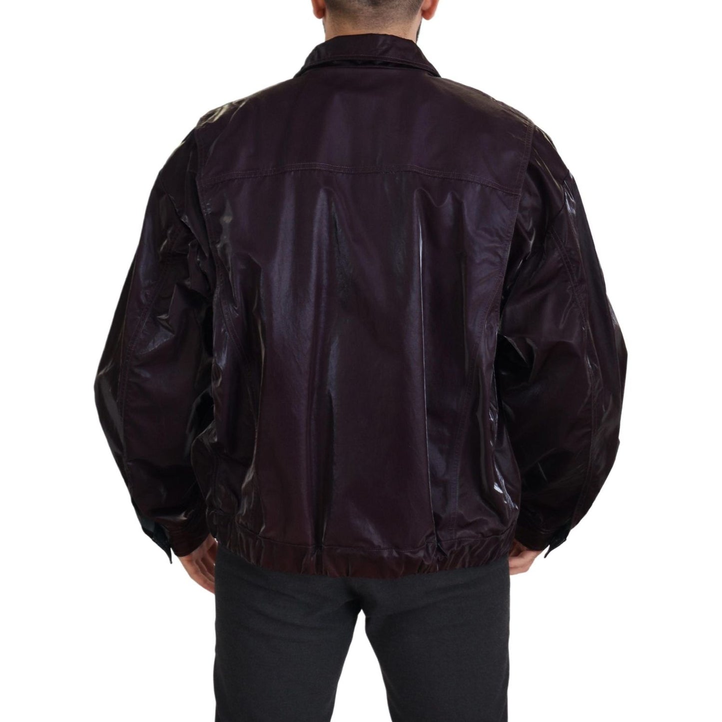 Dolce & Gabbana Bordeaux Nylon Collared Men Coat Jacket JKT3351- L