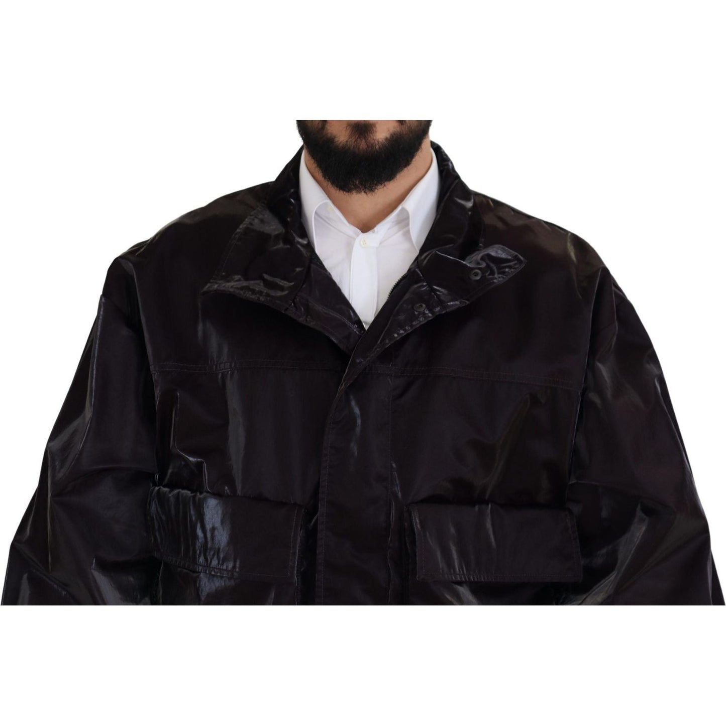 Dolce & Gabbana Bordeaux Nylon Collared Men Coat Jacket JKT3351- L