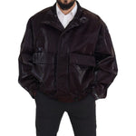 Dolce & Gabbana Bordeaux Nylon Collared Men Coat Jacket JKT3351- L