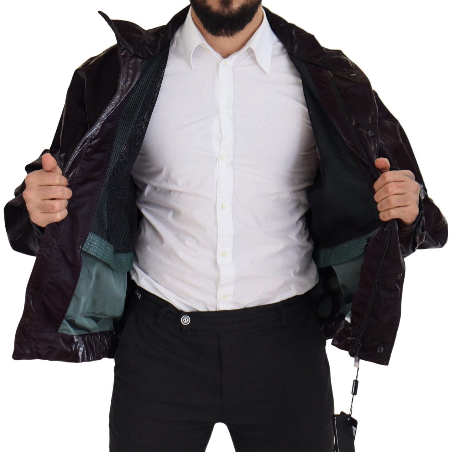 Dolce & Gabbana Bordeaux Nylon Collared Men Coat Jacket JKT3351- L