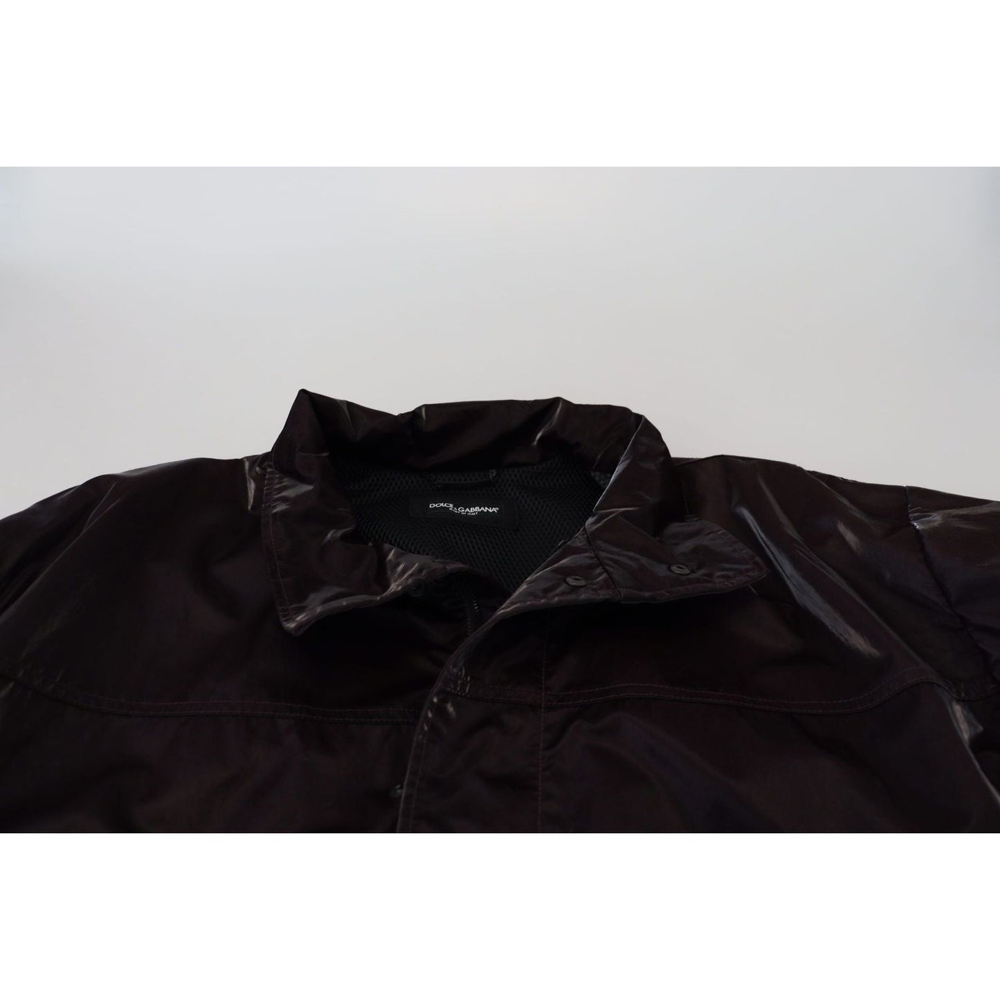 Dolce & Gabbana Bordeaux Nylon Collared Men Coat Jacket JKT3351- L