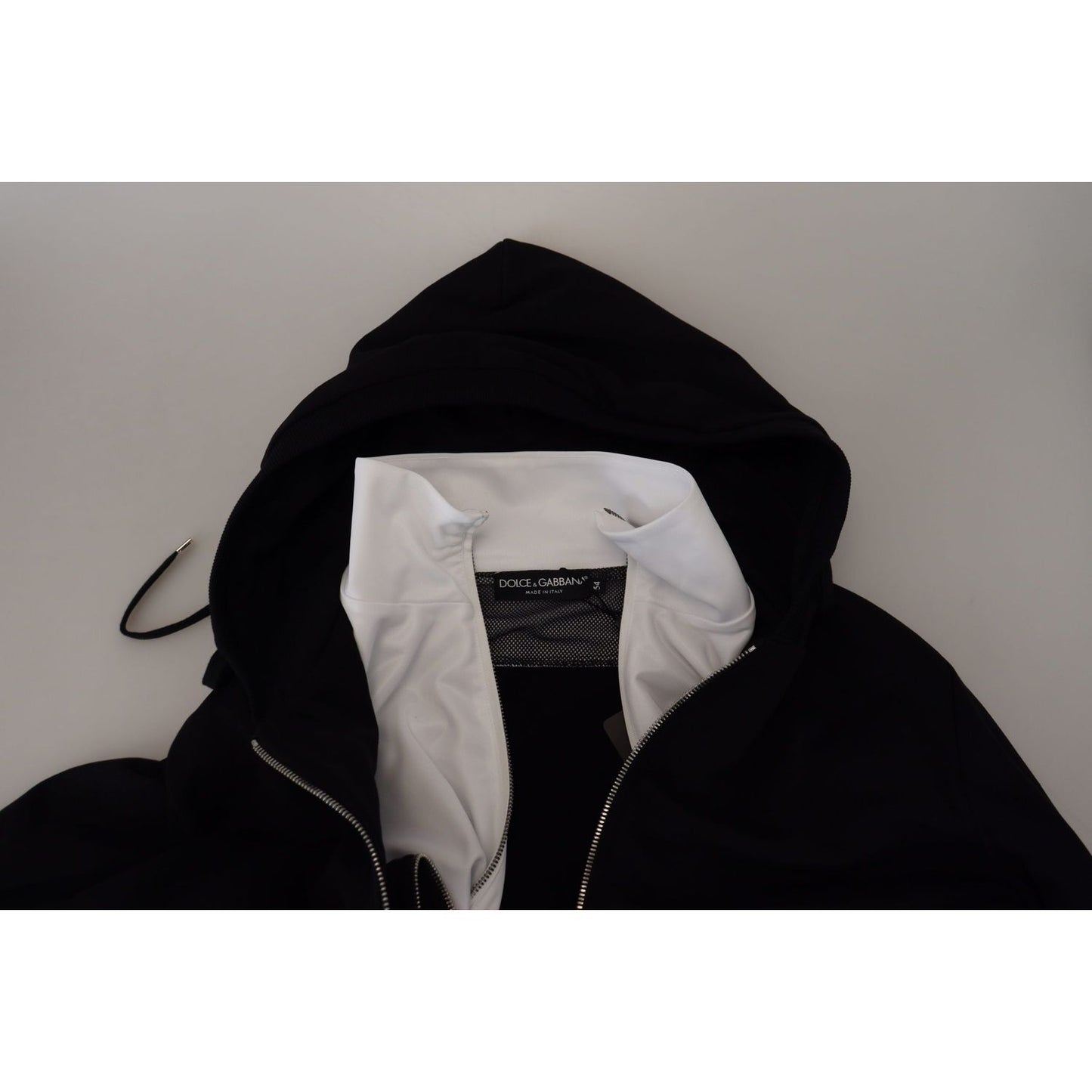 Dolce & Gabbana Black Polyester Hooded Full Zip Jacket JKT3353- 54