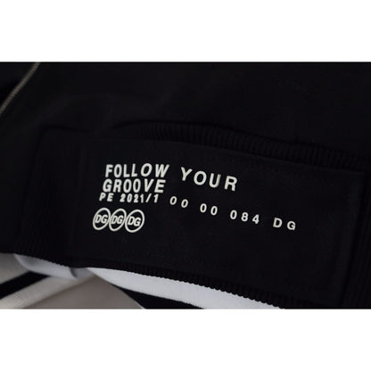 Dolce & Gabbana Black Polyester Hooded Full Zip Jacket