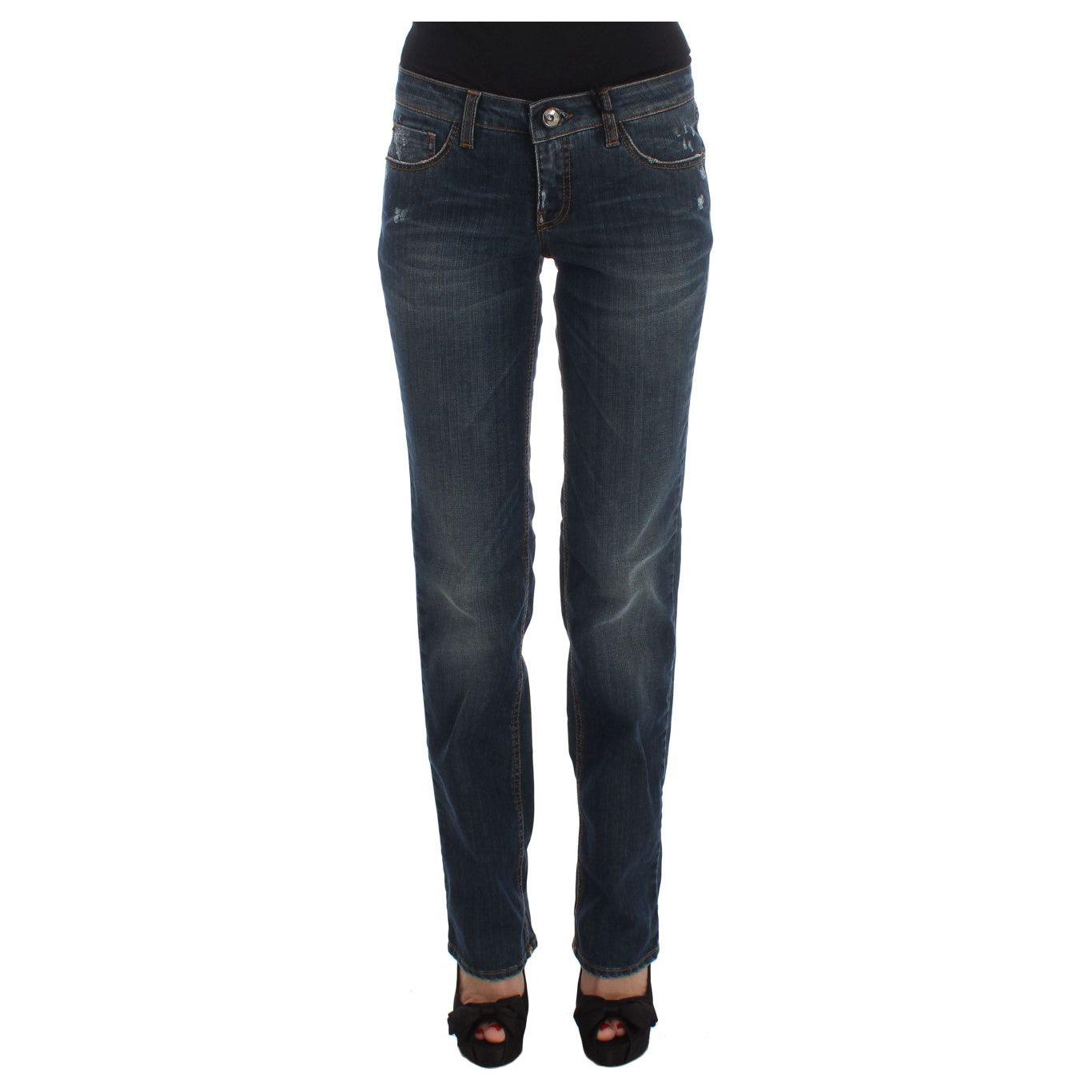 Costume National Blue Cotton Blend Bootcut Jeans Jeans & Pants