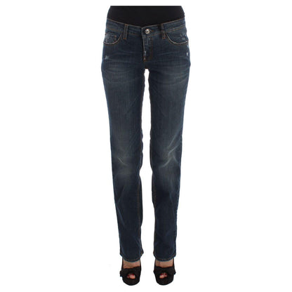 Costume National Blue Cotton Blend Bootcut Jeans Jeans & Pants