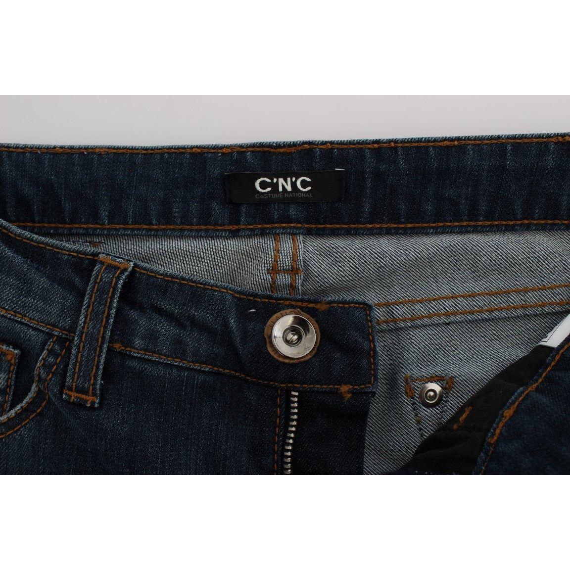 Costume National Blue Cotton Blend Bootcut Jeans Jeans & Pants