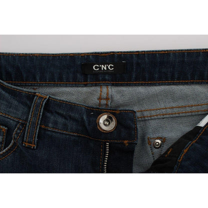 Costume National Blue Cotton Blend Bootcut Jeans Jeans & Pants