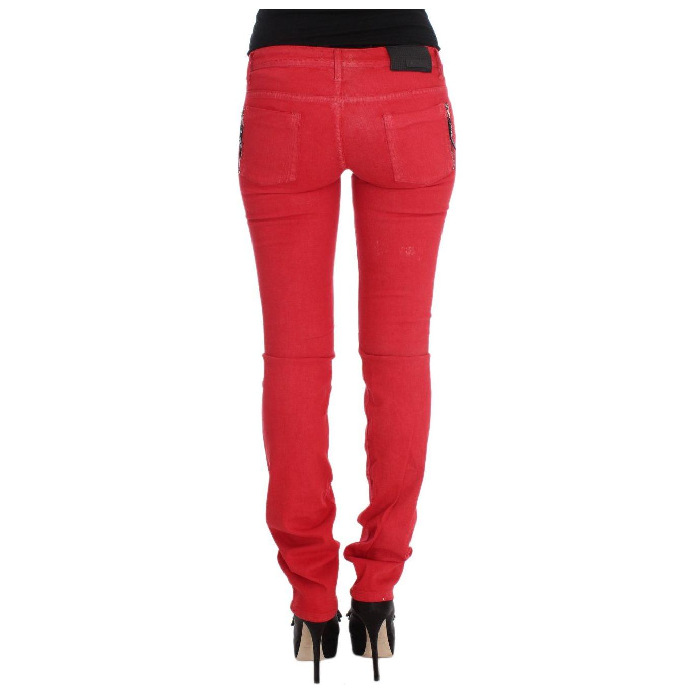 Costume National Red Cotton Blend Super Slim Fit Jeans SIG31090-5