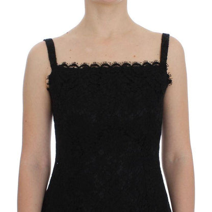 Dolce & Gabbana Black Floral Lace Shift Knee Length Dress