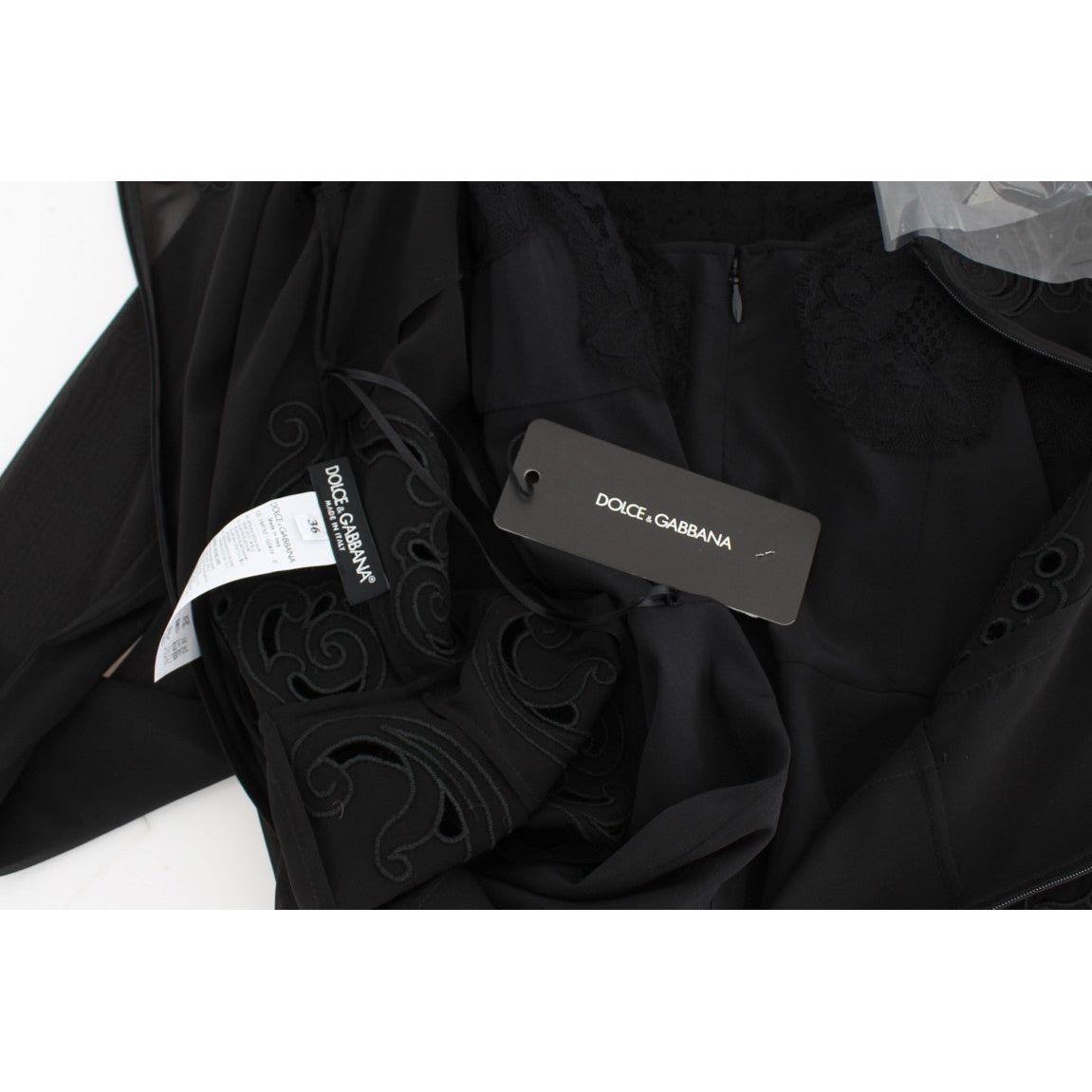 فستان دولتشي آند غابانا الأنيق ذو الأكمام الطويلة من الدانتيل باللون الأسود