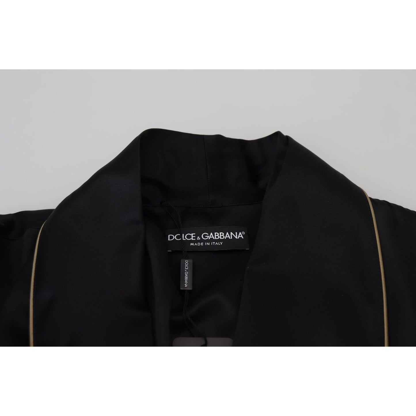 Dolce & Gabbana Black 100% Silk Robe Coat Wrap Jacket JKT3421 -50