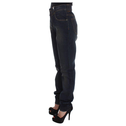 John Galliano Blue Wash Cotton Blend Boyfriend Fit Jeans