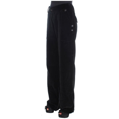 Ermanno Scervino Black Velvet Cotton Straight Legs Pants Jeans & Pants