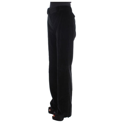 Ermanno Scervino Black Velvet Cotton Straight Legs Pants Jeans & Pants