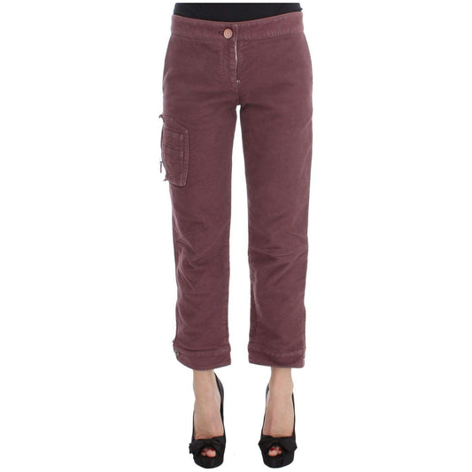 Ermanno Scervino Bordeaux Cotton Cropped Cargo Pants SIG30407-1