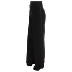 Ermanno Scervino Black Striped Cotton Blend Wide Legs Pants SIG30408-2
