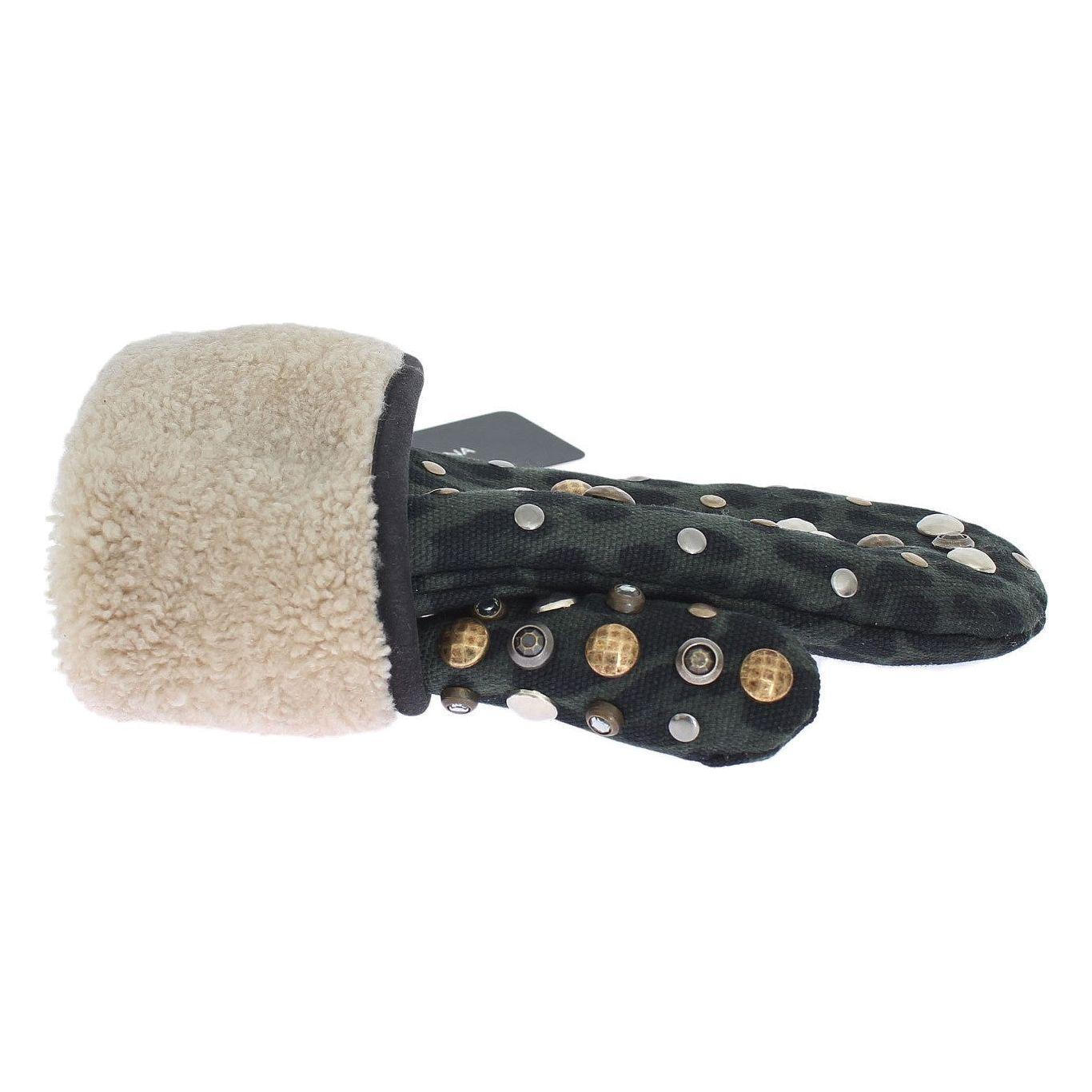 优雅铆钉灰色羊毛手套