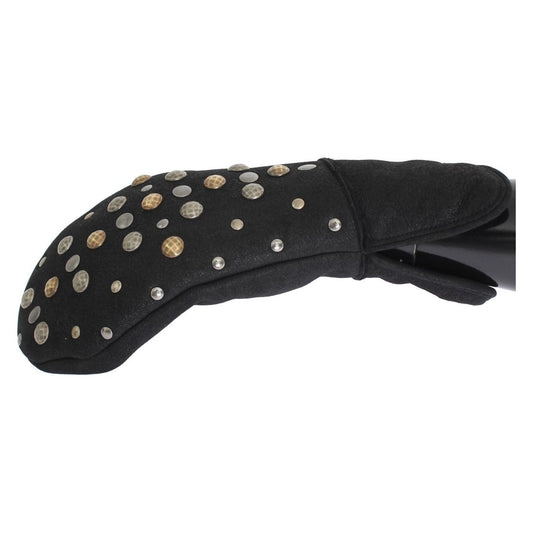 Dolce & Gabbana Gray Wool Shearling Studded Gloves LB133-1