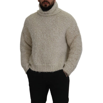 Dolce & Gabbana Cream Wool Knit Turtleneck Pullover Sweater