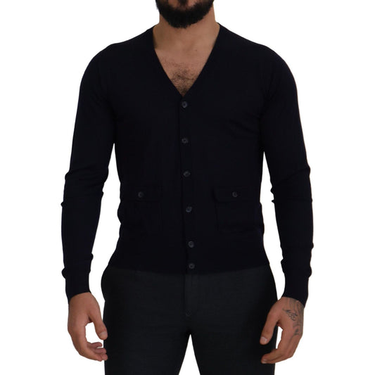Dolce & Gabbana Blue Wool STAFF Down Cardigan Sweater TSH8144- 46