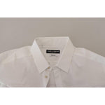 Dolce & Gabbana Elegant White Peacock Feather Dress Shirt Dolce & Gabbana Dark Gray