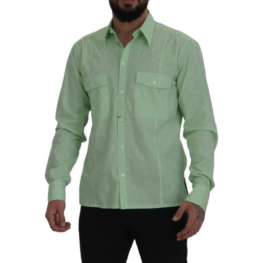Dolce & Gabbana Mint Green Long Sleeves Button Down Shirt TSH7921- 42