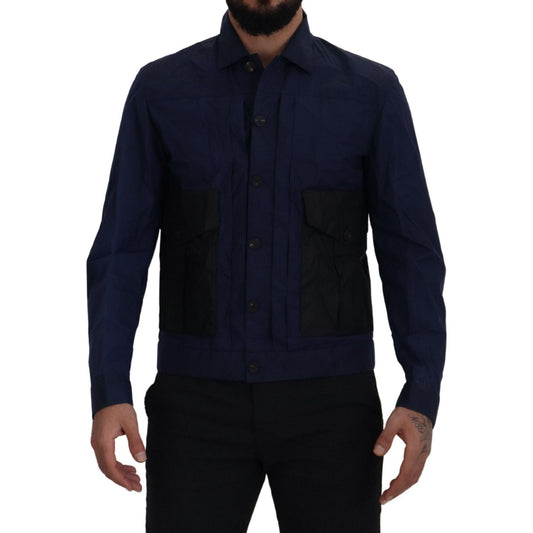 Dsquared² Dark Blue Cotton Collared Long Sleeves Casual Shirt TSH7933- 48