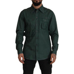 Dolce & Gabbana Dark Green Button Down Long Sleeves Shirt TSH7983- 41