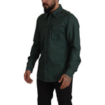 Dolce & Gabbana Dark Green Button Down Long Sleeves Shirt TSH7983- 41