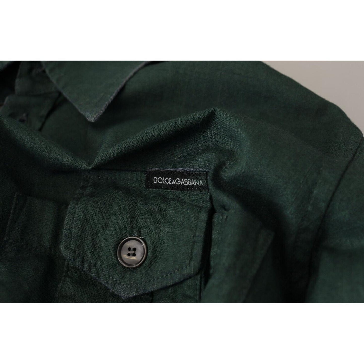 Dolce & Gabbana Dark Green Button Down Long Sleeves Shirt