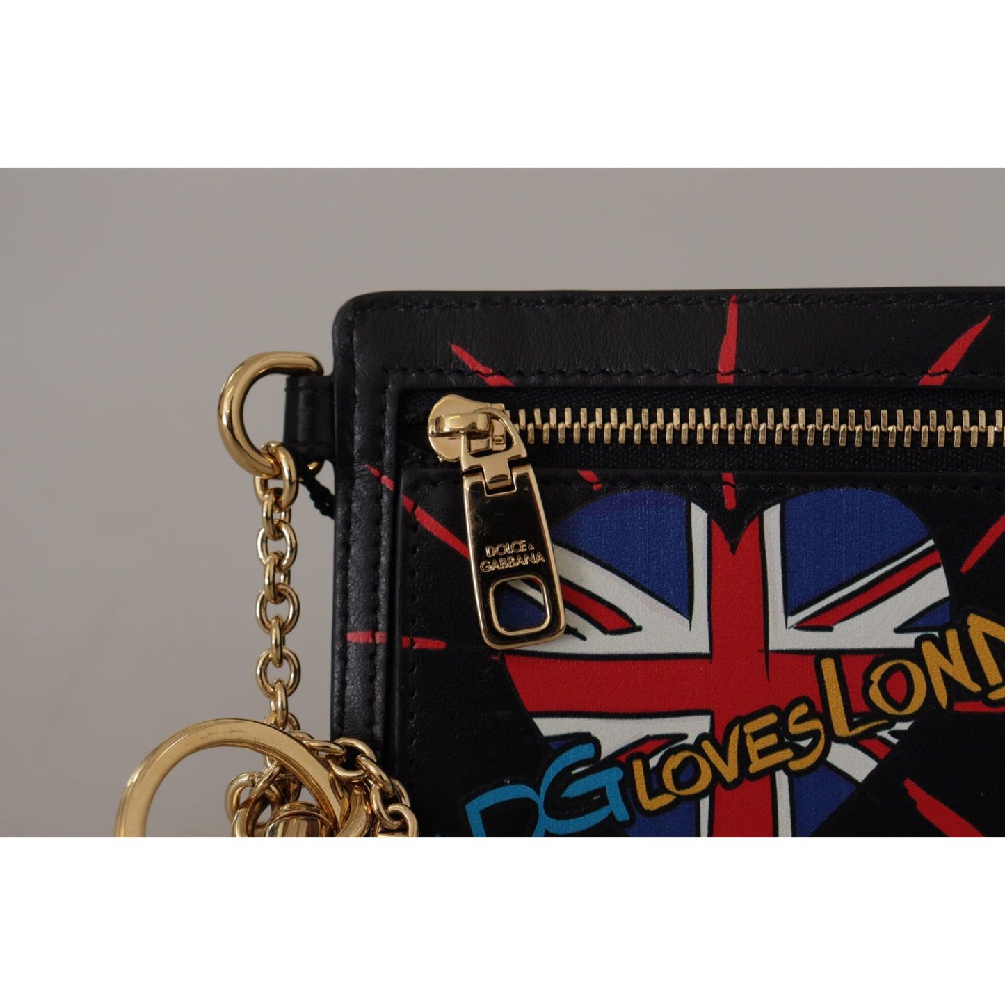 Dolce & Gabbana Black Leather #DGLovesLondon Keyring Cardholder Coin Case VAS130609