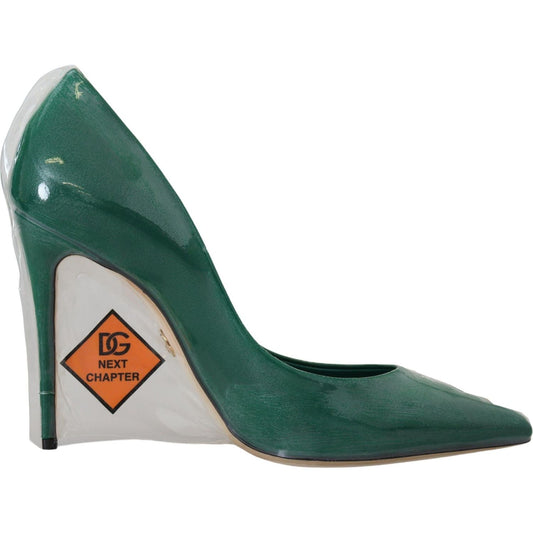 Dolce & Gabbana Green Leather Heels Pumps Plastic Shoes LA10079- 36