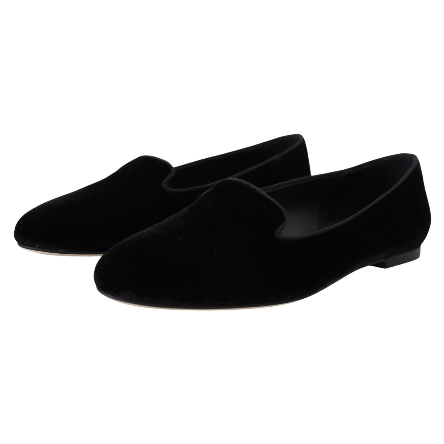 Dolce & Gabbana Black Velvet Slip Ons Loafers Flats Shoes