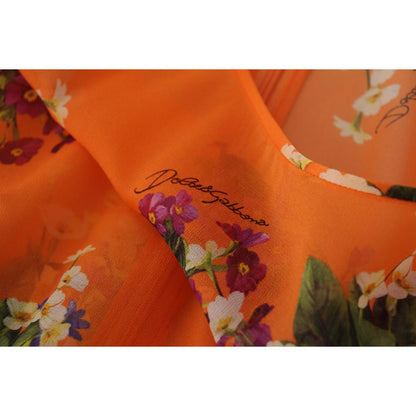 Dolce & Gabbana Orange Floral Print Long Sleeve Blouse