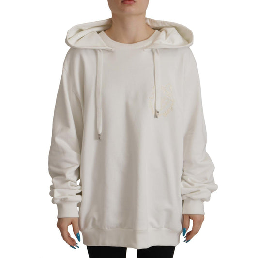 Dolce & Gabbana White Hoodie Pullover Embroidered Sweater TSH7849- 40