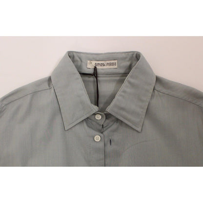 Ermanno Scervino Gray Cotton Long Sleeve Casual Shirt Top