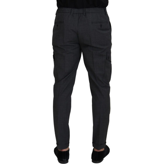 Dolce & Gabbana Gray Checked Cargo Trousers Stretch Pants PAN73255- 48